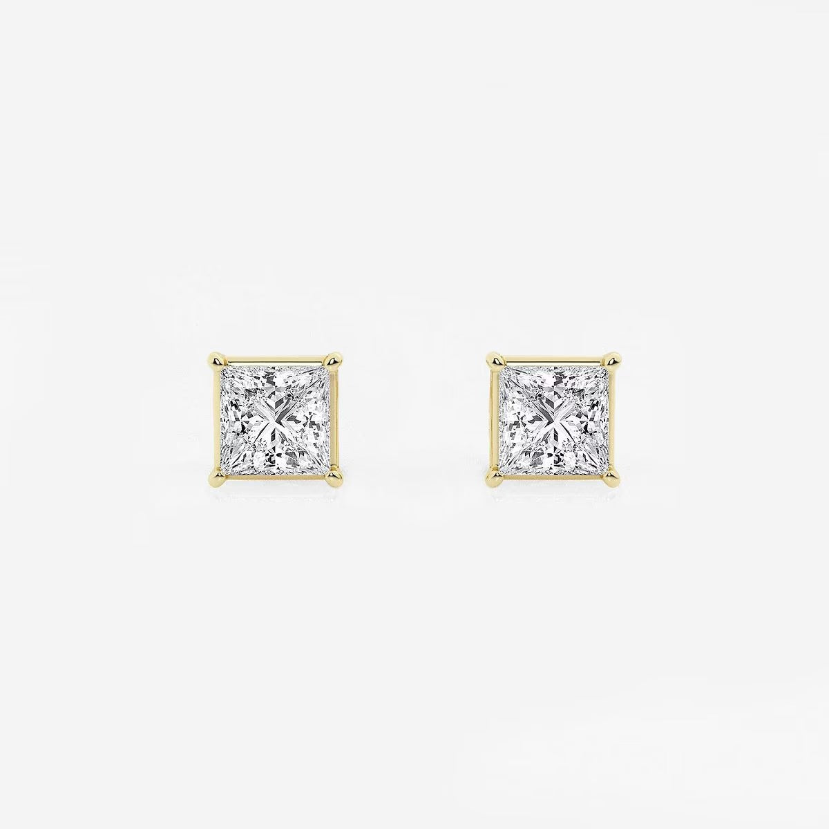1.00 Ct Princess Shap Near-Colorless 4-Prong Stud Earring