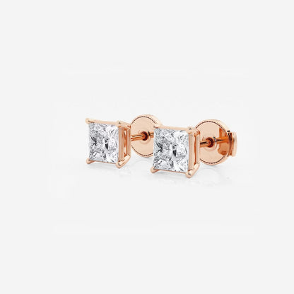 1.50 Ct Princess Shap Near-Colorless 4-Prong Stud Earring