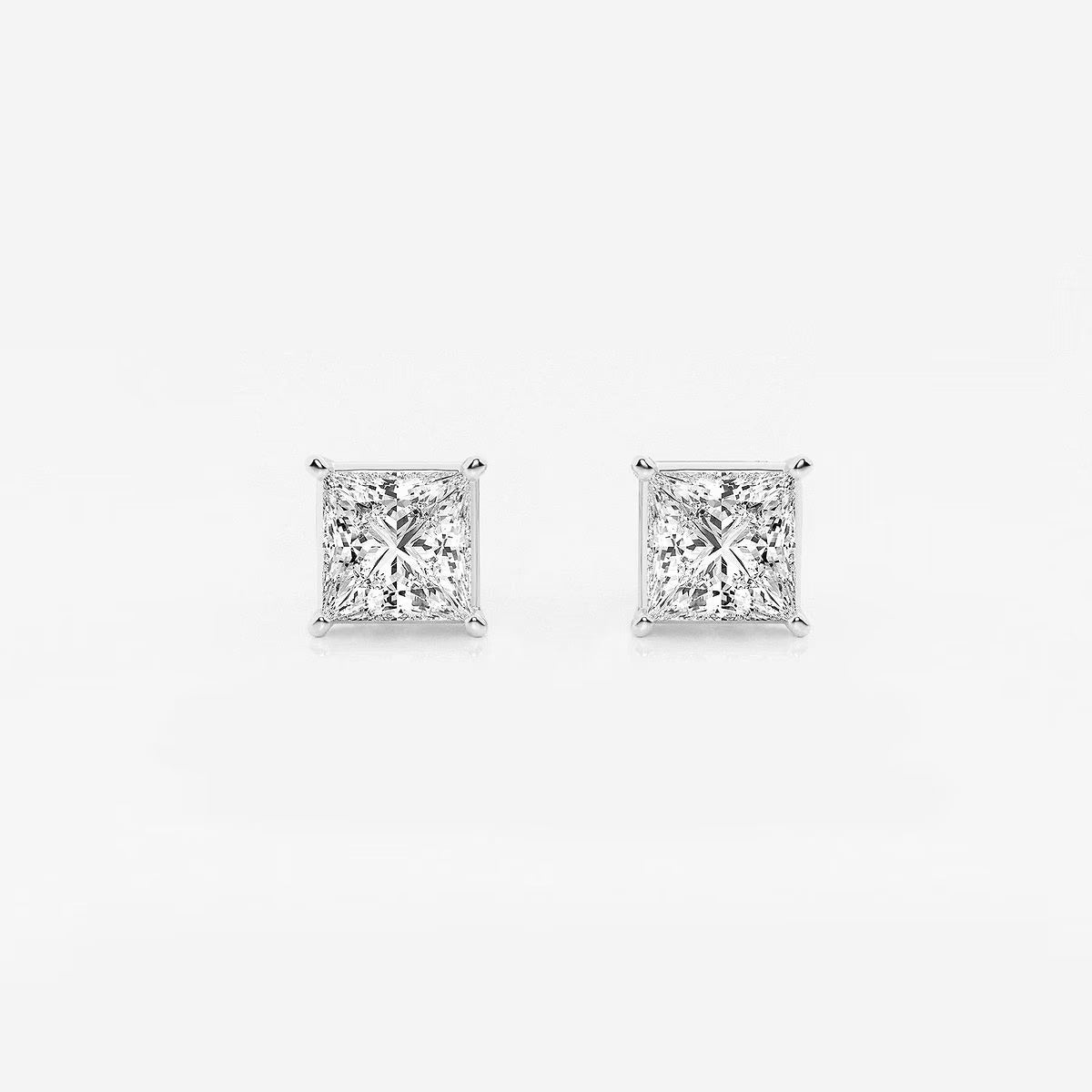 1.50 Ct Princess Shap Near-Colorless 4-Prong Stud Earring