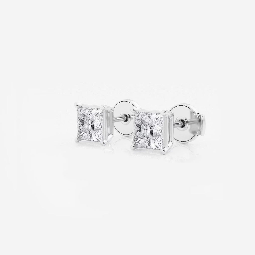 1.50 Ct Princess Shap Near-Colorless 4-Prong Stud Earring