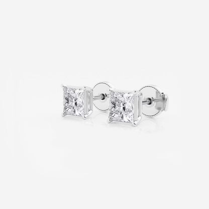 1.50 Ct Princess Shap Near-Colorless 4-Prong Stud Earring