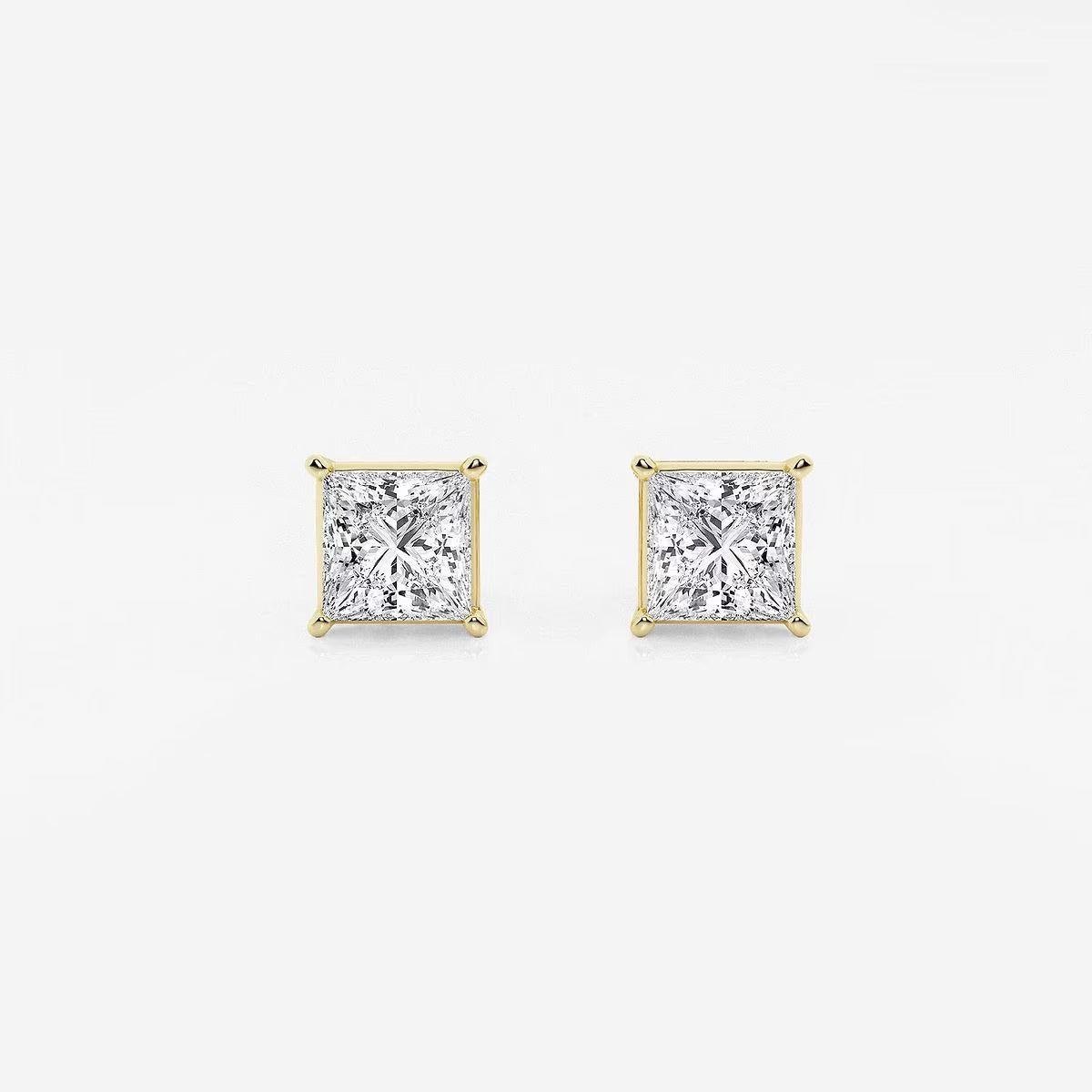 1.50 Ct Princess Shap Near-Colorless 4-Prong Stud Earring