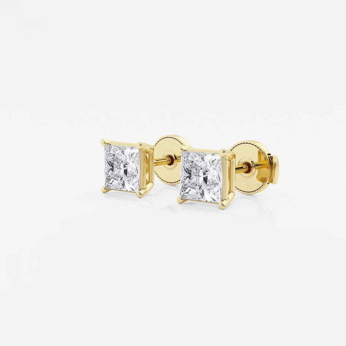 1.50 Ct Princess Shap Near-Colorless 4-Prong Stud Earring