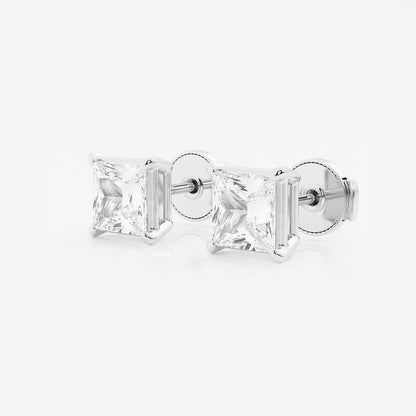 2.00 Ct Princess Shap Near-Colorless 4-Prong Stud Earring