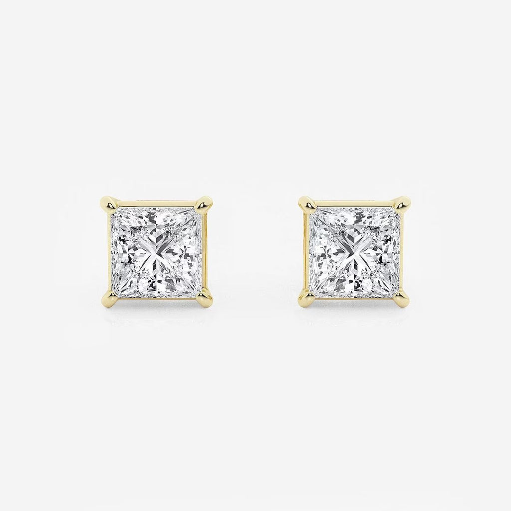 2.00 Ct Princess Shap Near-Colorless 4-Prong Stud Earrings