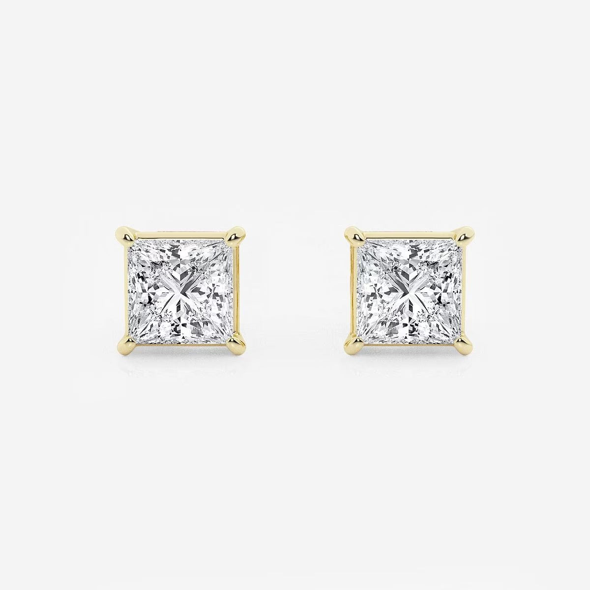 2.00 Ct Princess Shap Near-Colorless 4-Prong Stud Earrings