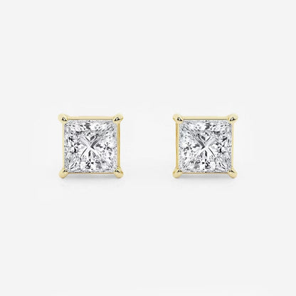 2.00 Ct Princess Shap Near-Colorless 4-Prong Stud Earring