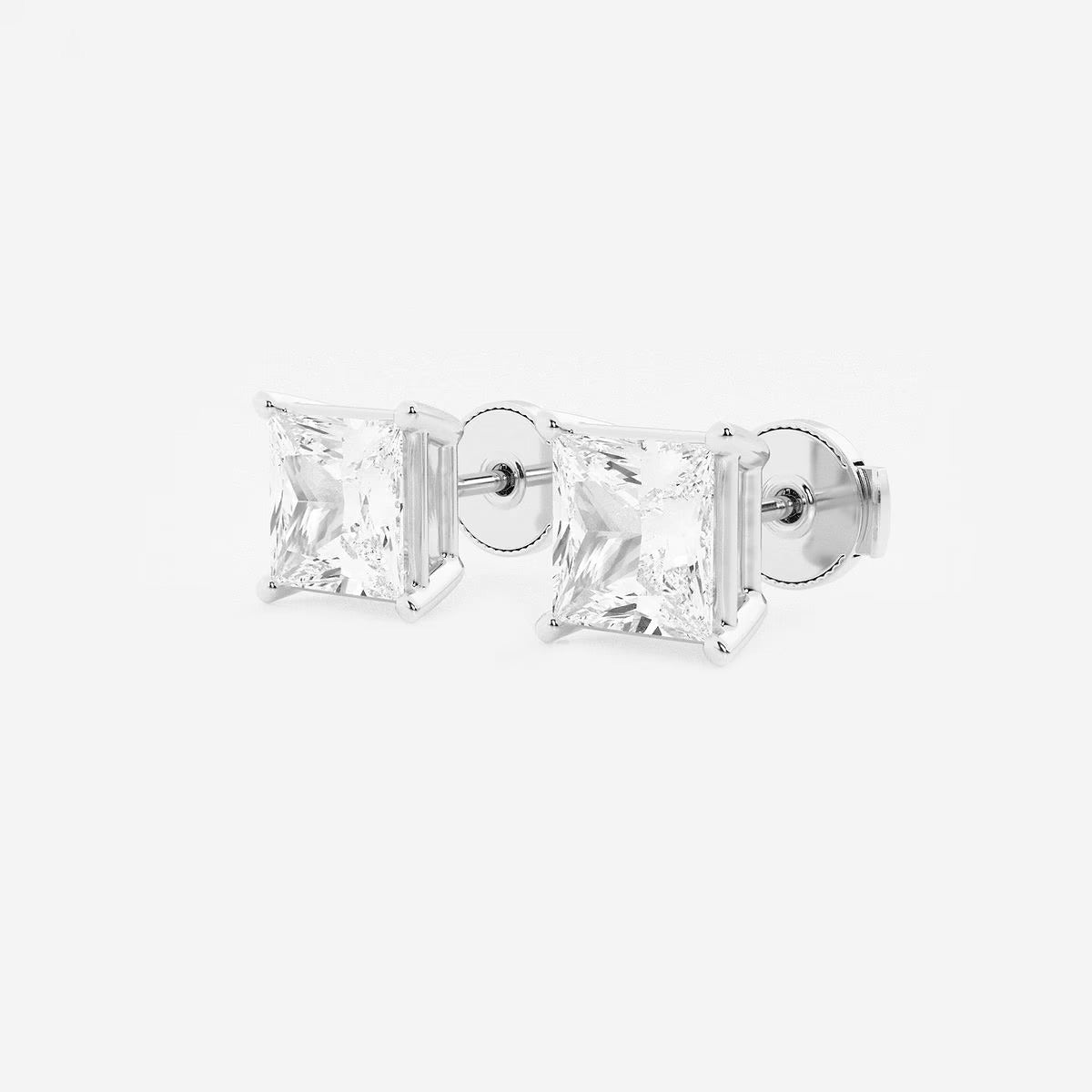 3.00 Ct Princess Shap Near-Colorless 4-Prong Stud Earrings
