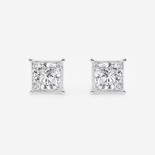 3.00 Ct Princess Shap Near-Colorless 4-Prong Stud Earring