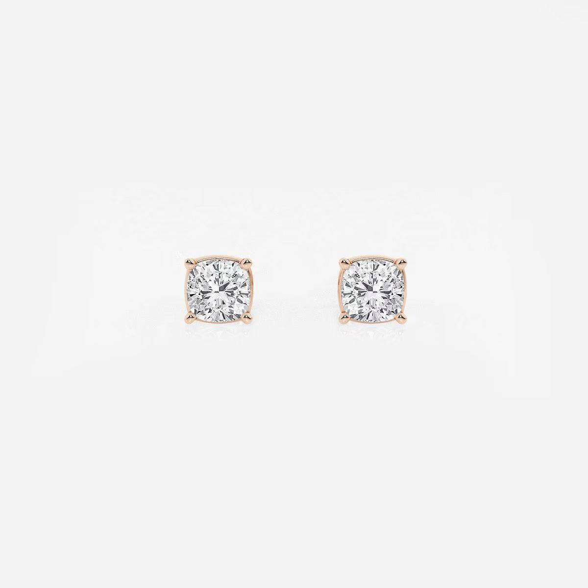 0.50 Ct Classic Cushion Shap Near-Colorless 4-Prong Stud Earring