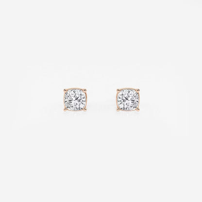 0.50 Ct Classic Cushion Shap Near-Colorless 4-Prong Stud Earring