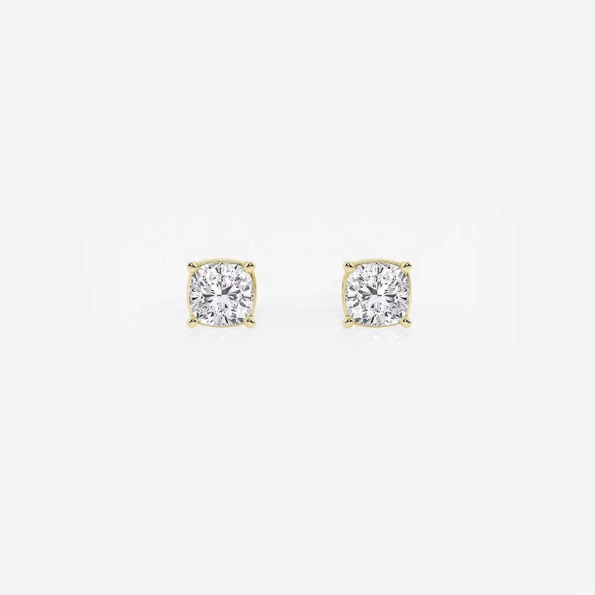 0.50 Ct Classic Cushion Shap Near-Colorless 4-Prong Stud Earring