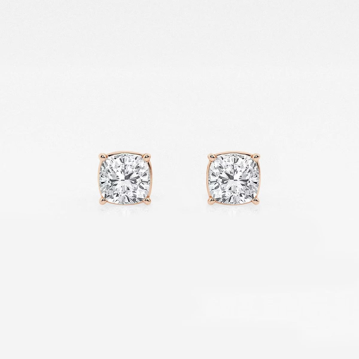 1.00 Ct Classic Cushion Shap Near-Colorless 4-Prong Stud Earring
