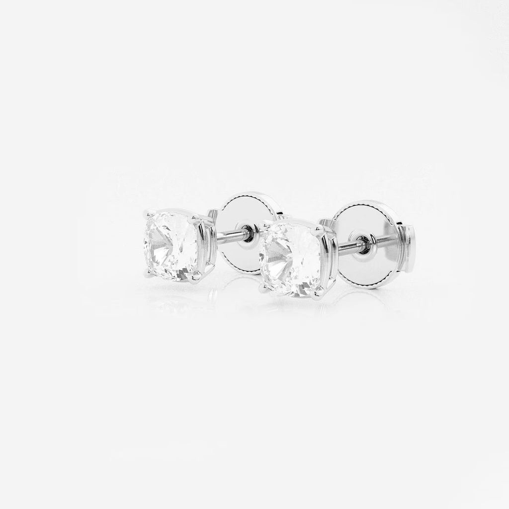 1.00 Ct Classic Cushion Shap Near-Colorless 4-Prong Stud Earring