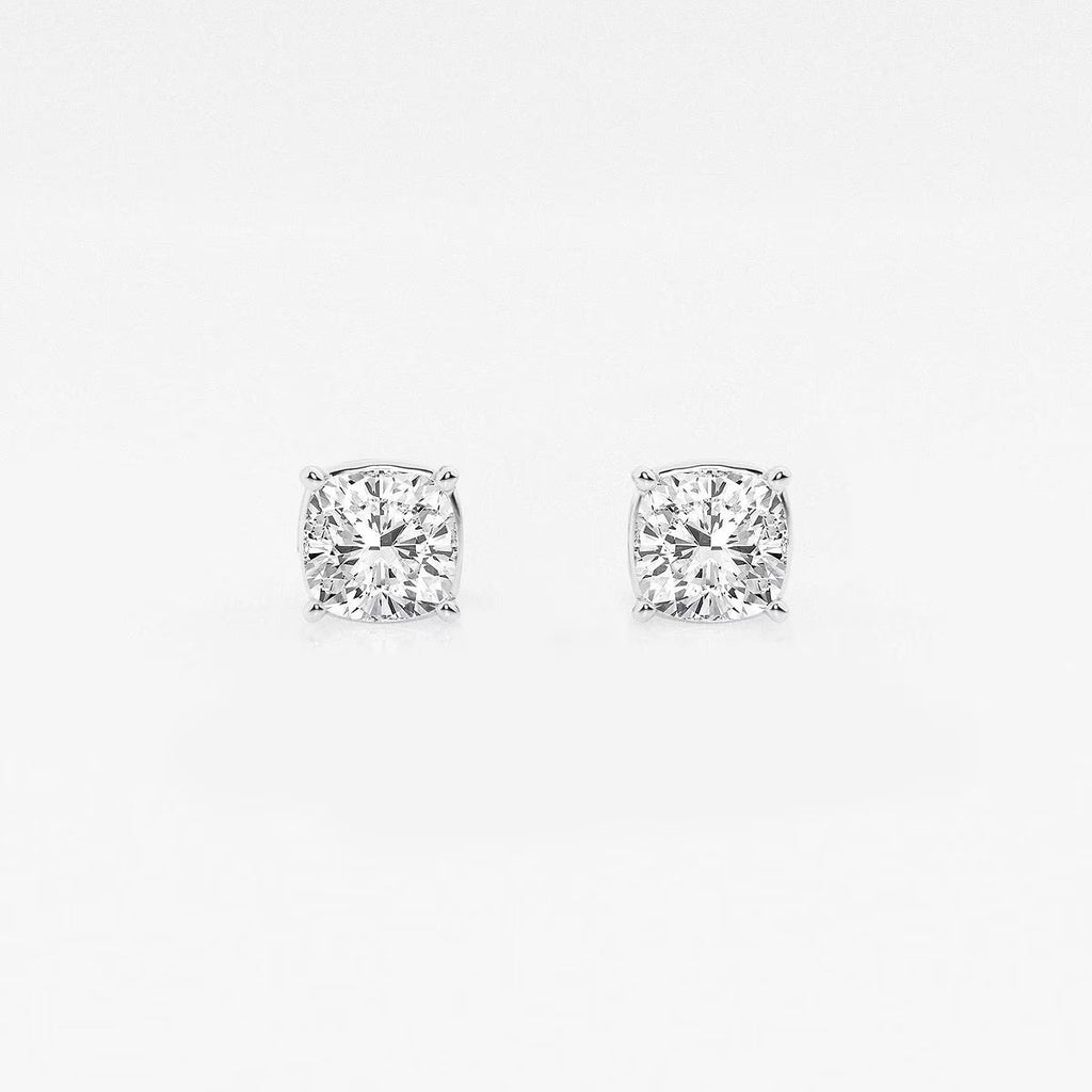 1.00 Ct Classic Cushion Shap Near-Colorless 4-Prong Stud Earring