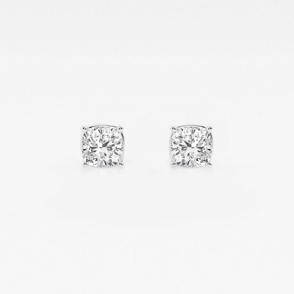 1.00 Ct Classic Cushion Shap Near-Colorless 4-Prong Stud Earring