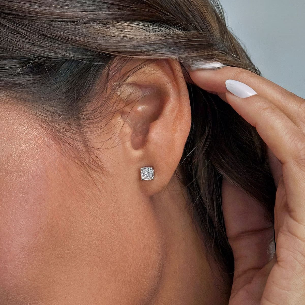 0.50 Ct Classic Cushion Shap Near-Colorless 4-Prong Stud Earring