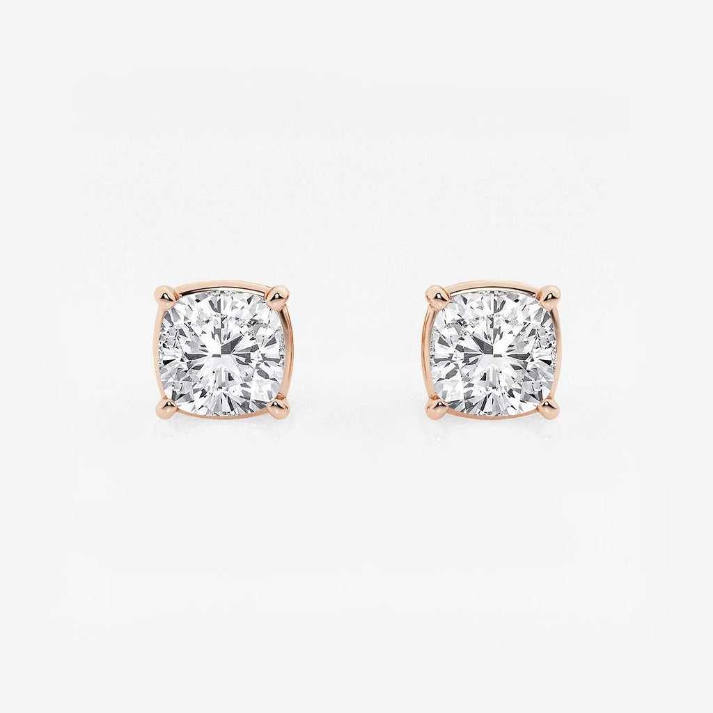 2.00 Ct Classic Cushion Shap Near-Colorless 4-Prong Stud Earring
