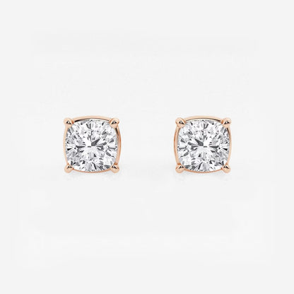 2.00 Ct Classic Cushion Shap Near-Colorless 4-Prong Stud Earring