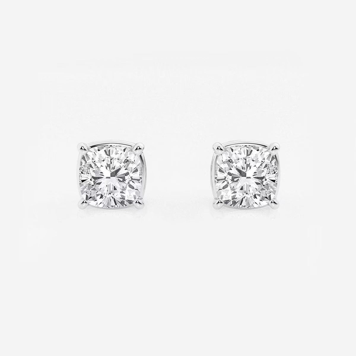 2.00 Ct Classic Cushion Shap Near-Colorless 4-Prong Stud Earring