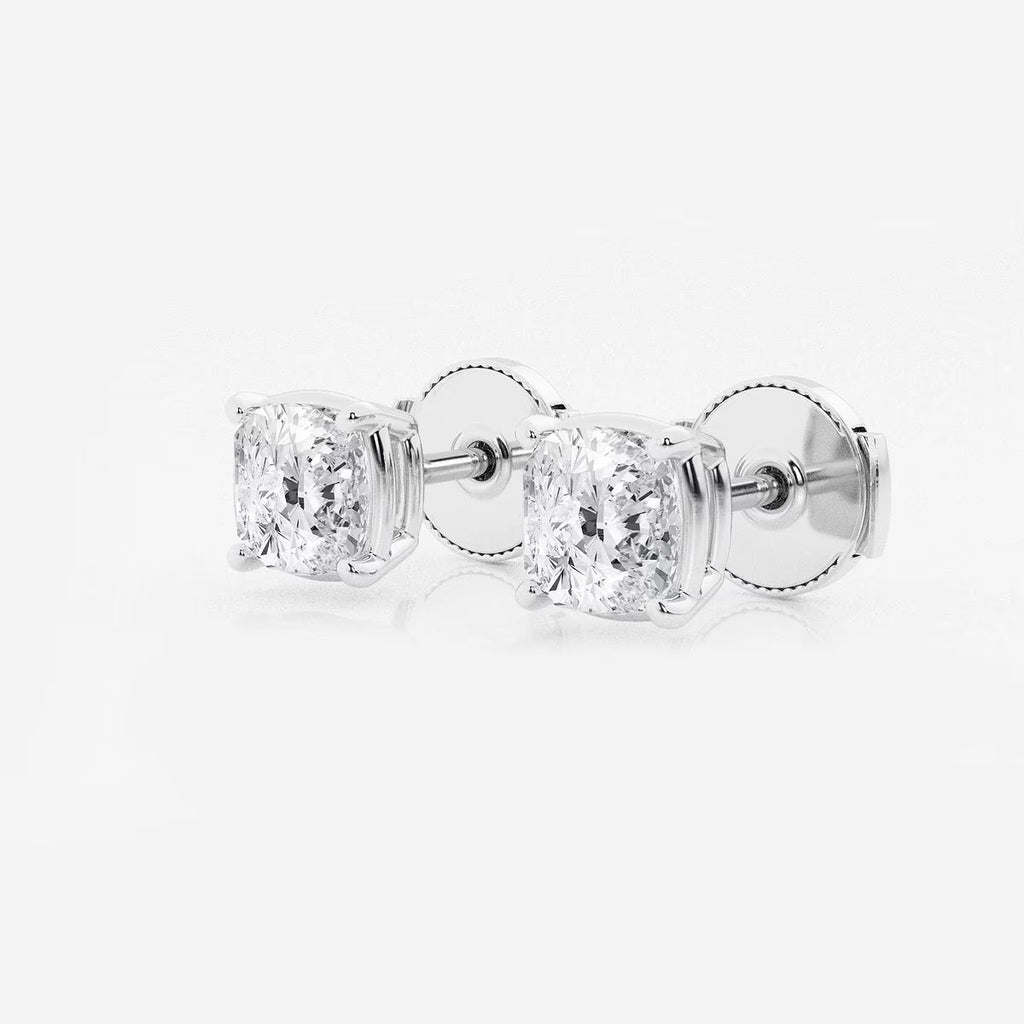 2.00 Ct Classic Cushion Shap Near-Colorless 4-Prong Stud Earring