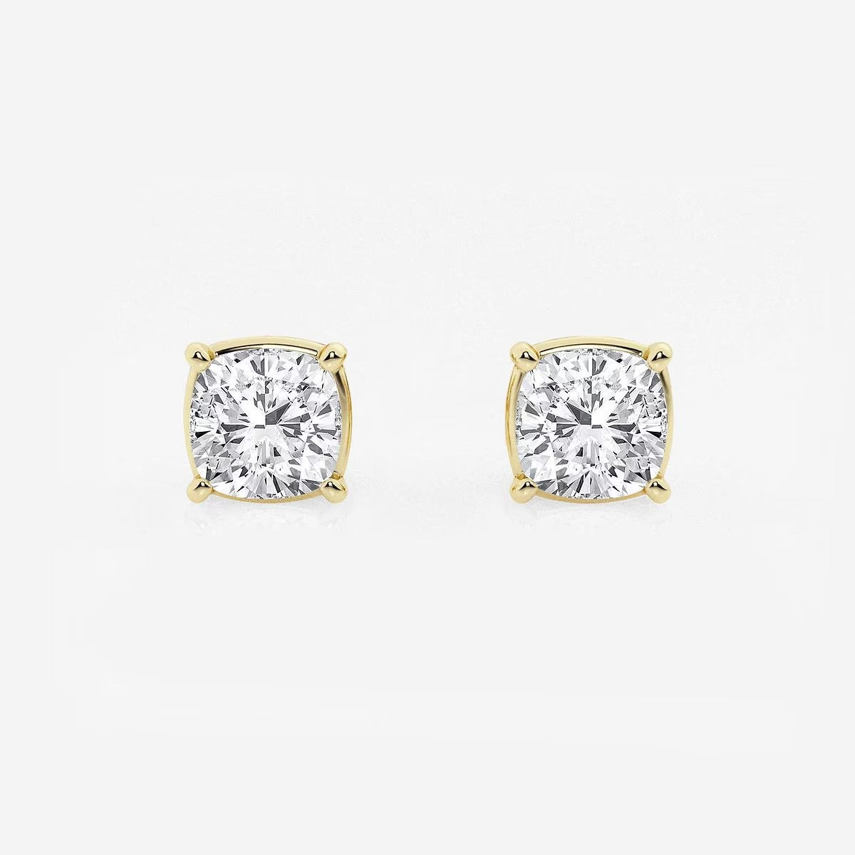 2.00 Ct Classic Cushion Shap Near-Colorless 4-Prong Stud Earring
