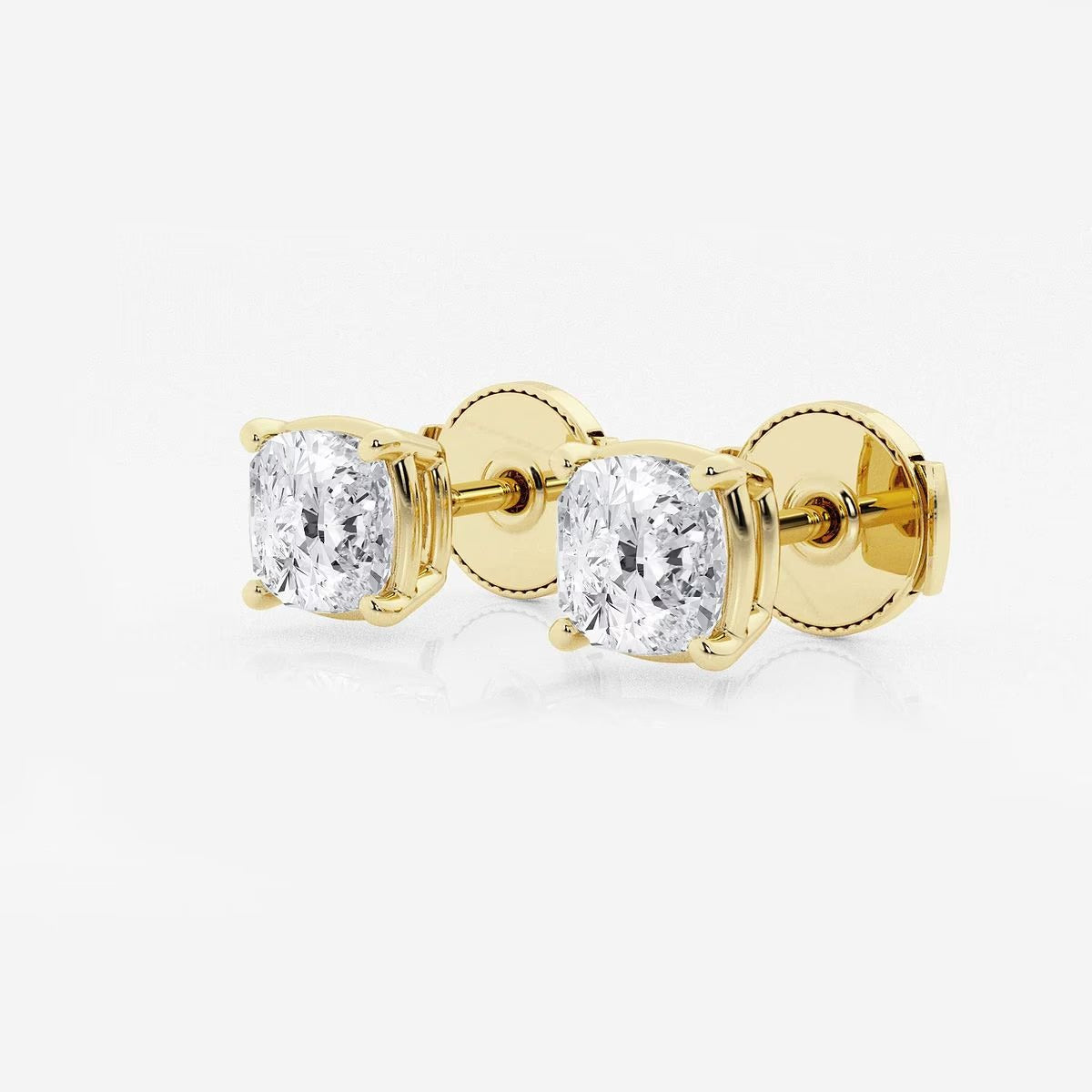 2.00 Ct Classic Cushion Shap Near-Colorless 4-Prong Stud Earring