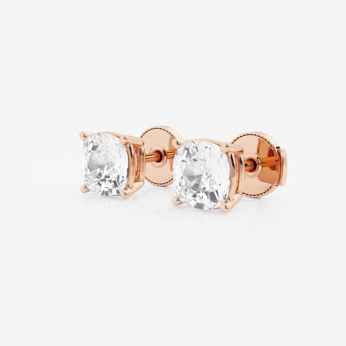 3.00 Ct Classic Cushion Shap Near-Colorless 4-Prong Stud Earring