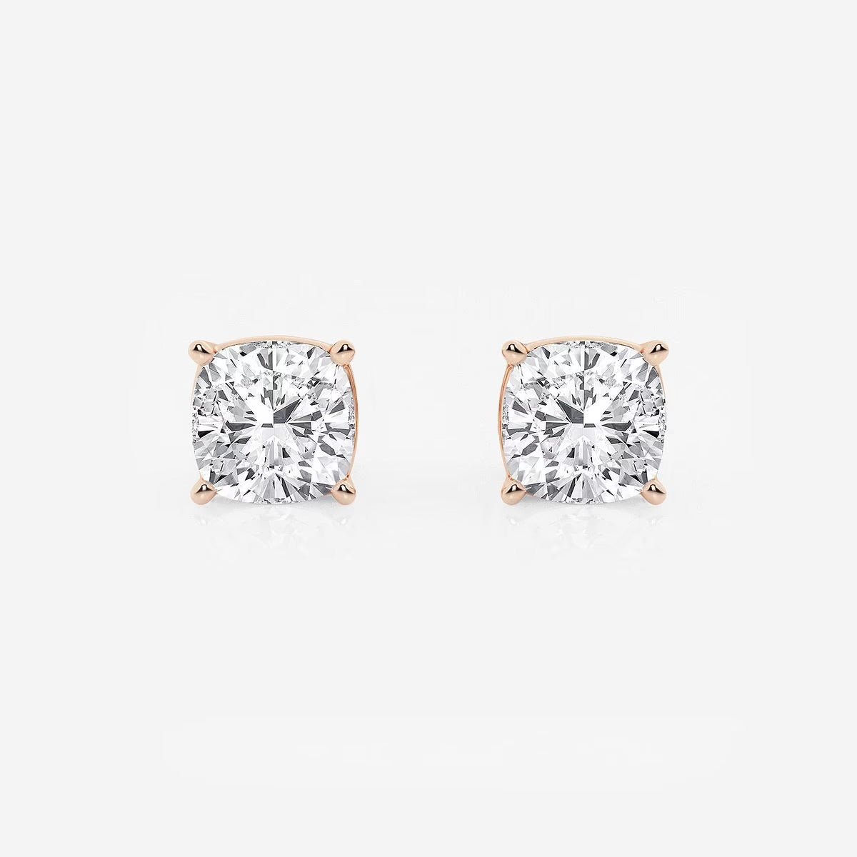 3.00 Ct Classic Cushion Shap Near-Colorless 4-Prong Stud Earring