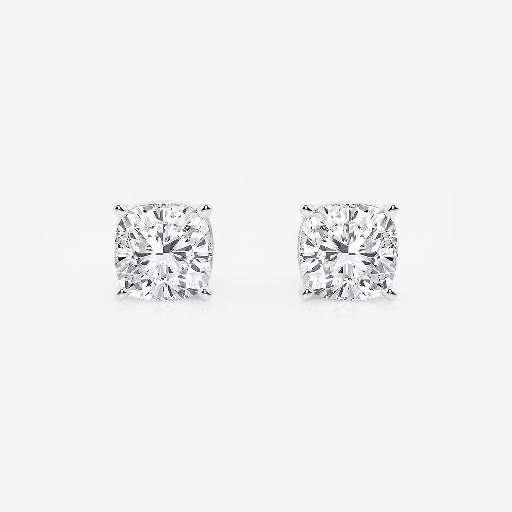 3.00 Ct Classic Cushion Shap Near-Colorless 4-Prong Stud Earring