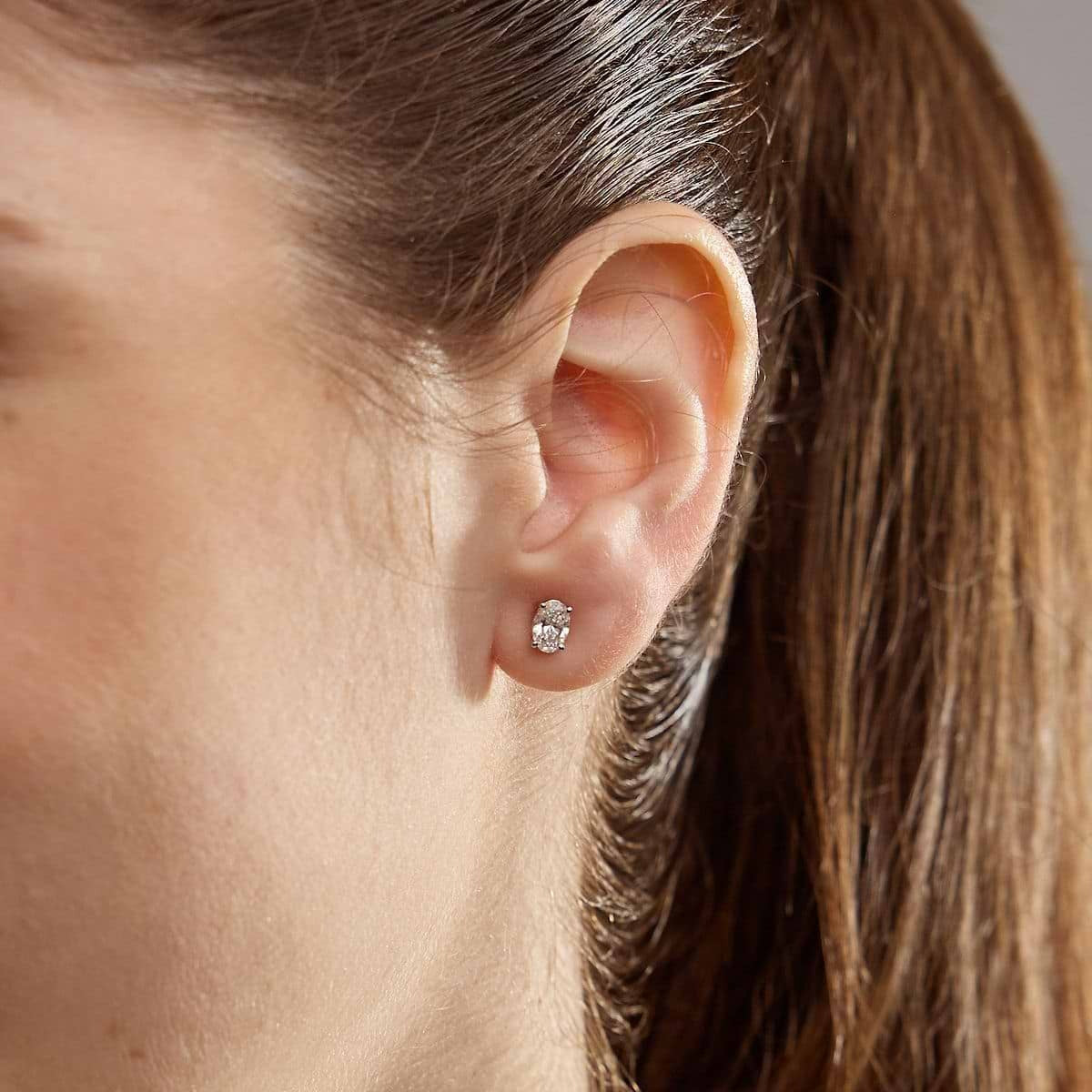 1.00 Ct Oval Solitaire Four Prong Stud Earrings