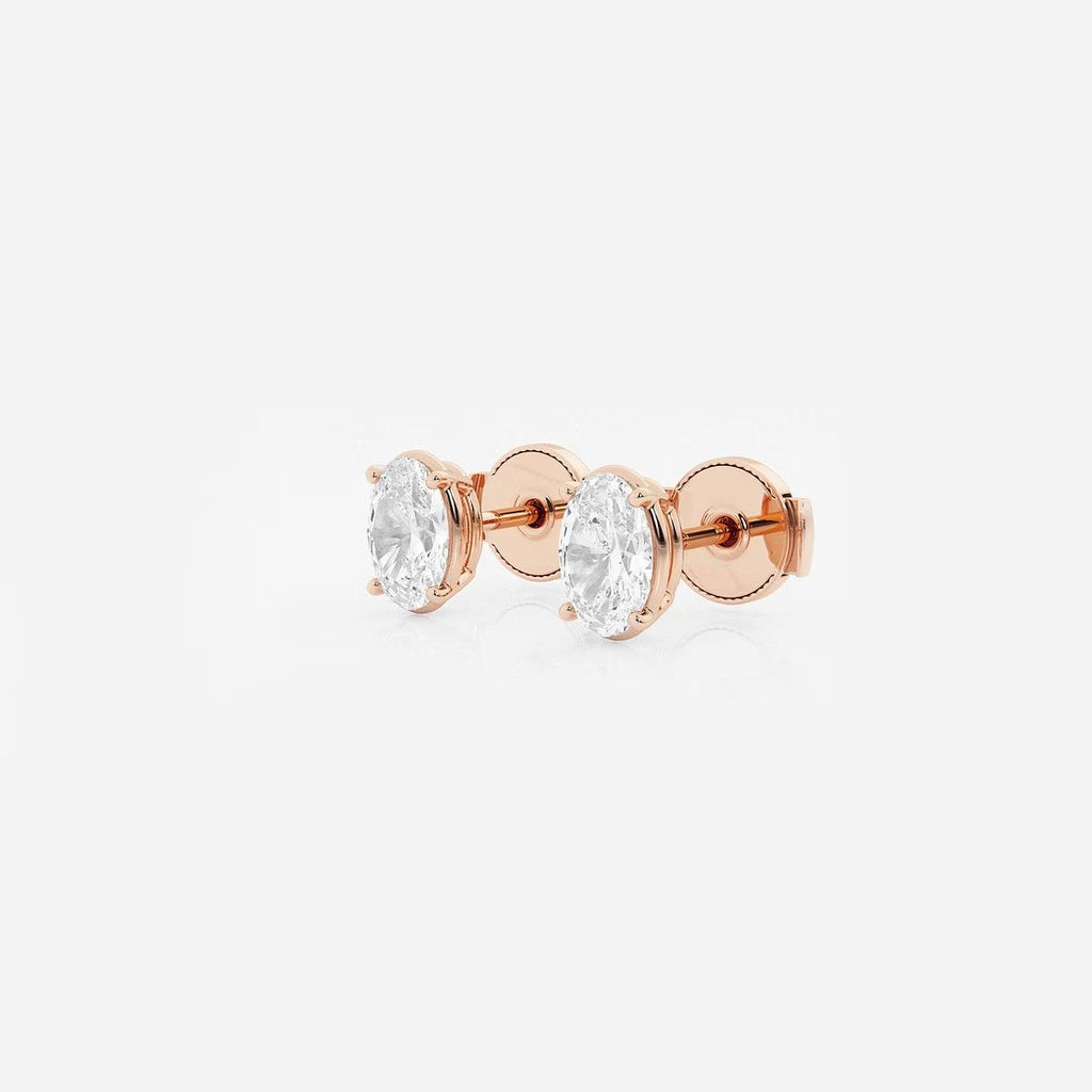 1.00 Ct Oval Solitaire Four Prong Stud Earrings