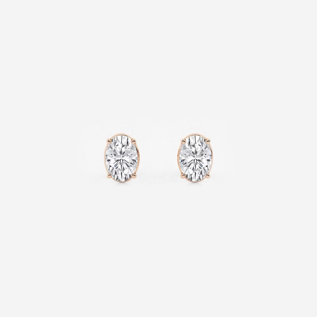 1.00 Ct Oval Solitaire Four Prong Stud Earrings