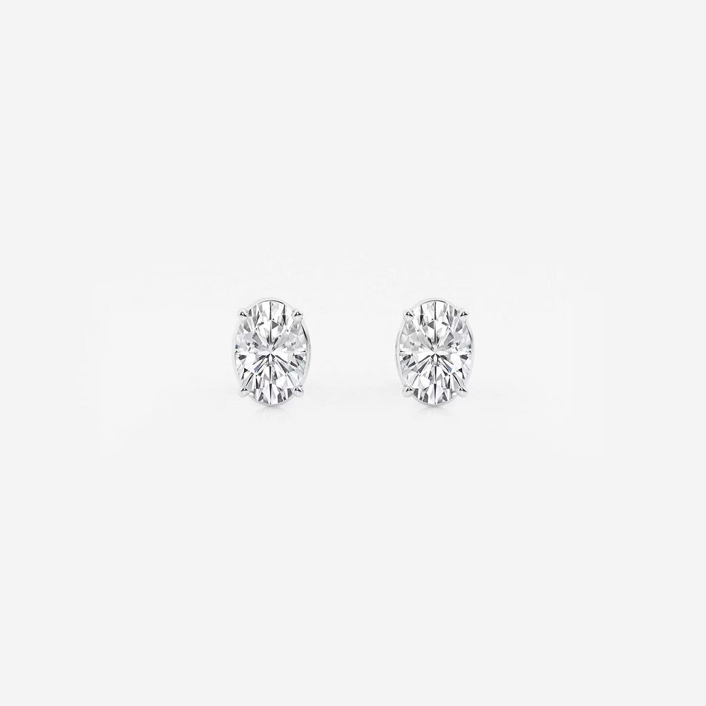 1.00 Ct Oval Solitaire Four Prong Stud Earrings