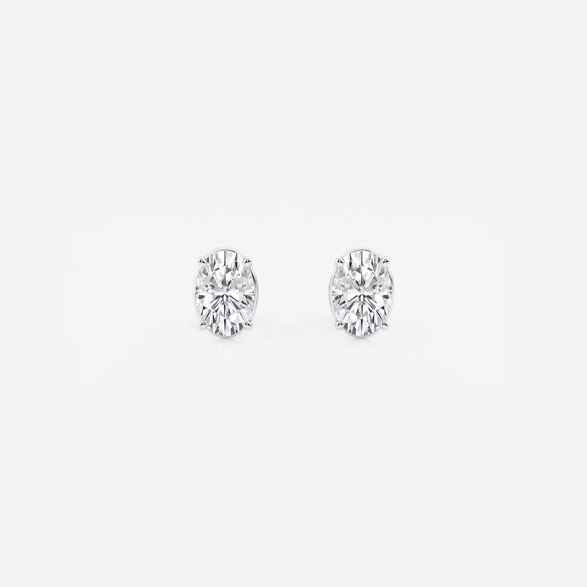 1.00 Ct Oval Solitaire Four Prong Stud Earrings