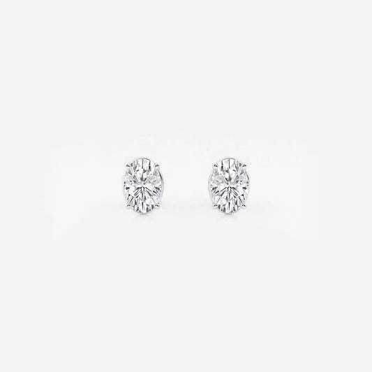 1.00 Ct Oval Solitaire Four Prong Stud Earrings