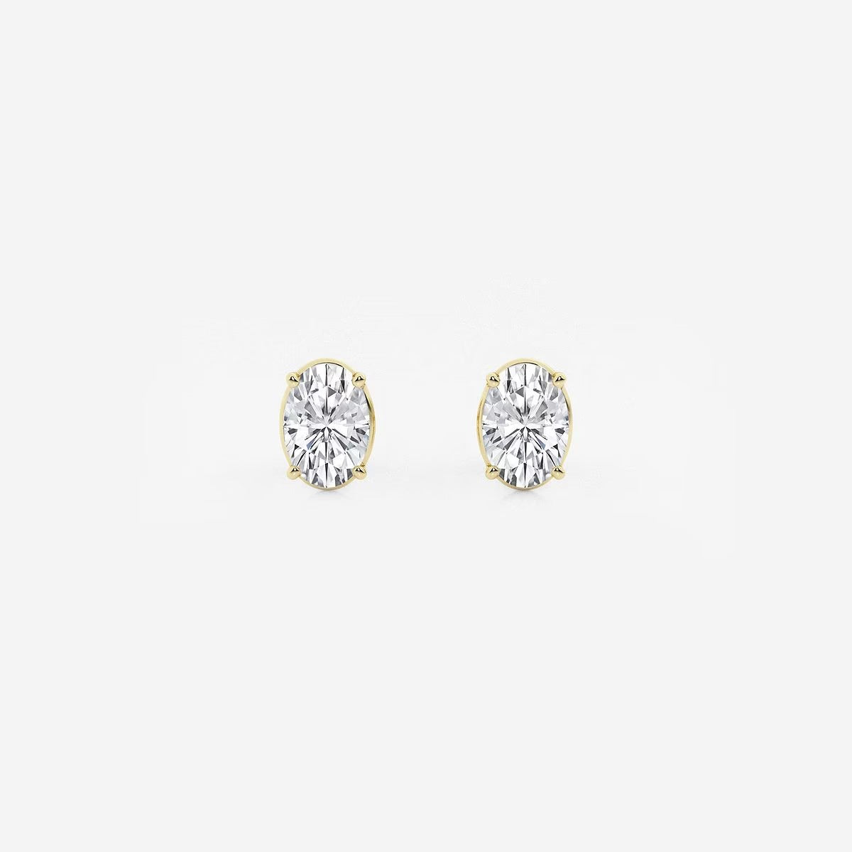 1.00 Ct Oval Solitaire Four Prong Stud Earrings