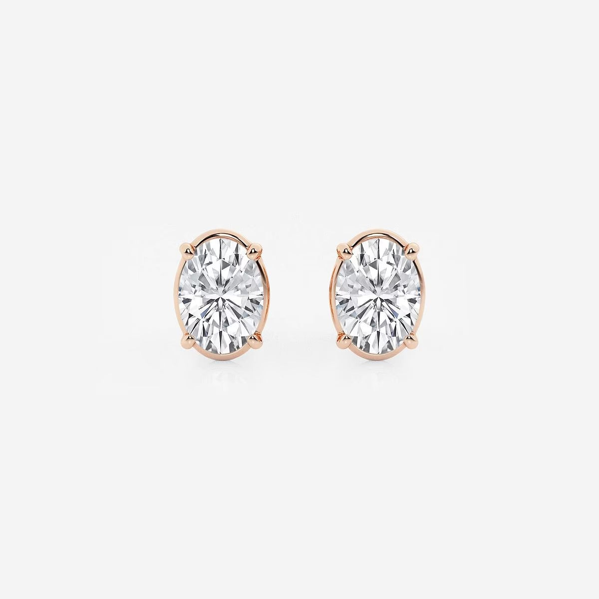 2.00 Ct Oval Solitaire Four Prong Stud Earrings