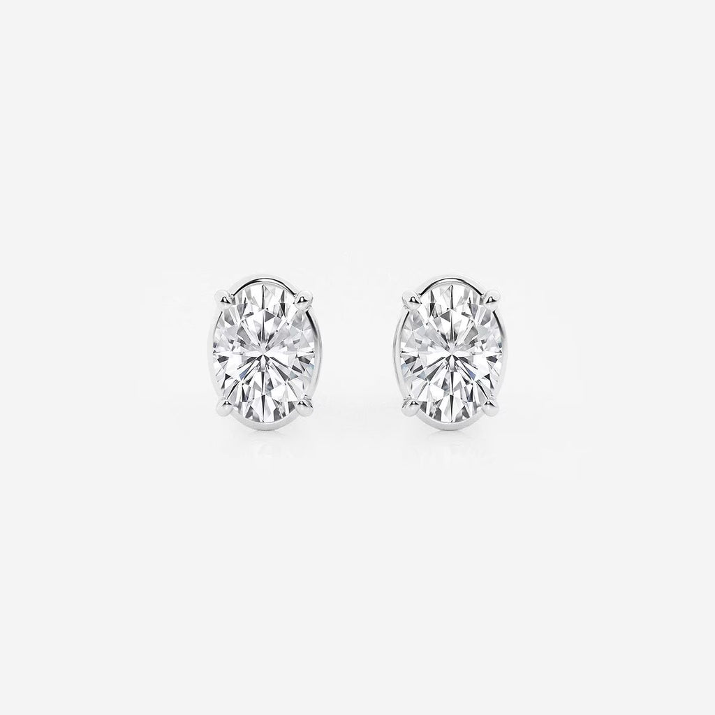2.00 Ct Oval Solitaire Four Prong Stud Earrings