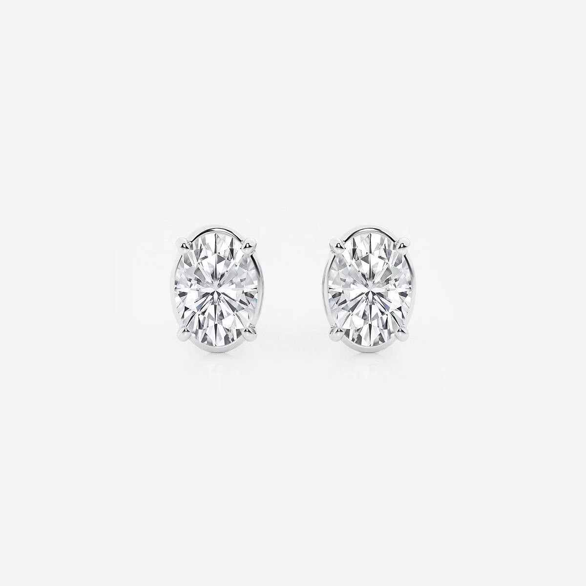 2.00 Ct Oval Solitaire Four Prong Stud Earrings