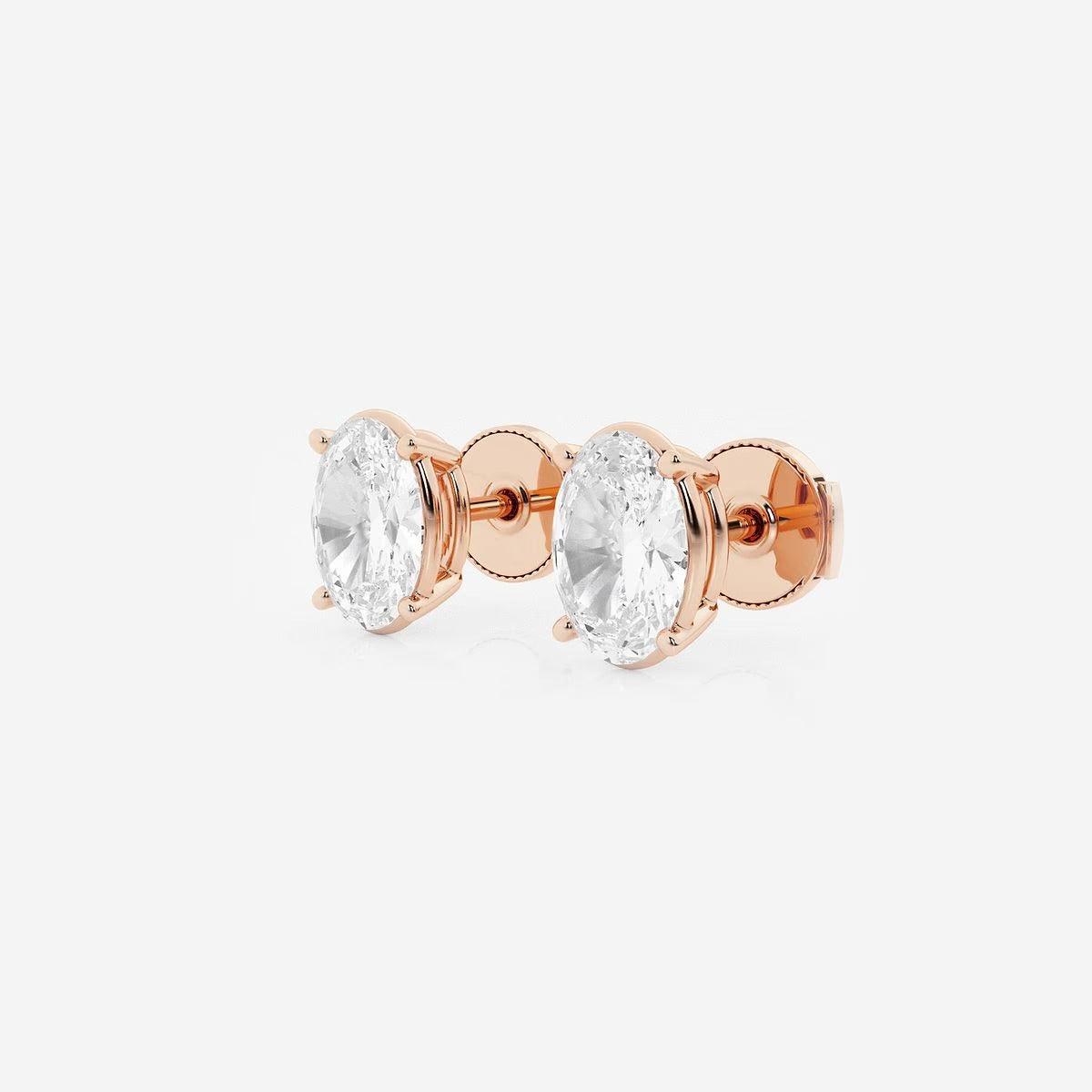 3.00 Ct Oval Solitaire Four Prong Stud Earrings