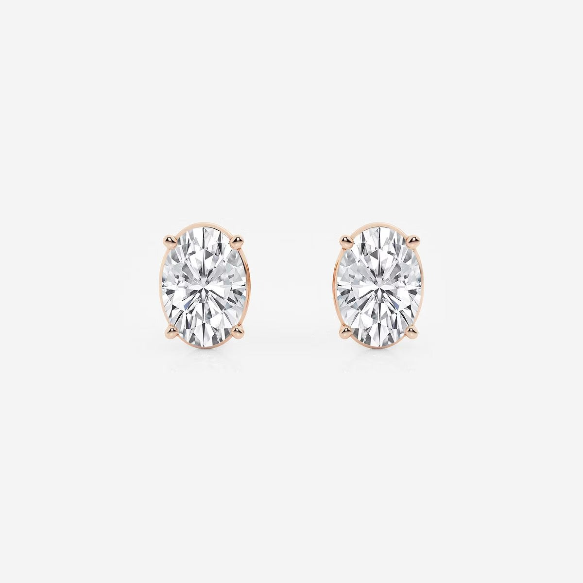3.00 Ct Oval Solitaire Four Prong Stud Earrings