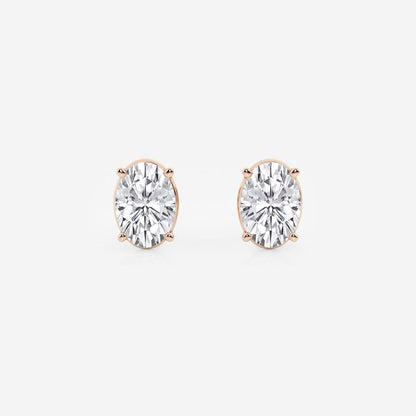 3.00 Ct Oval Solitaire Four Prong Stud Earrings