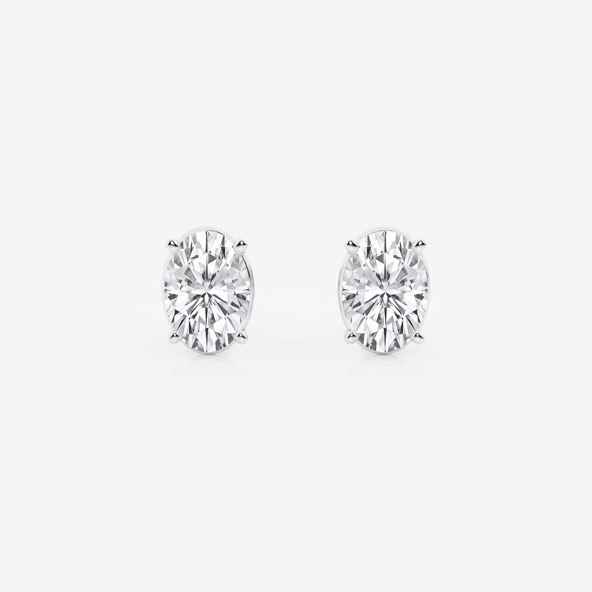 3.00 Ct Oval Solitaire Four Prong Stud Earrings