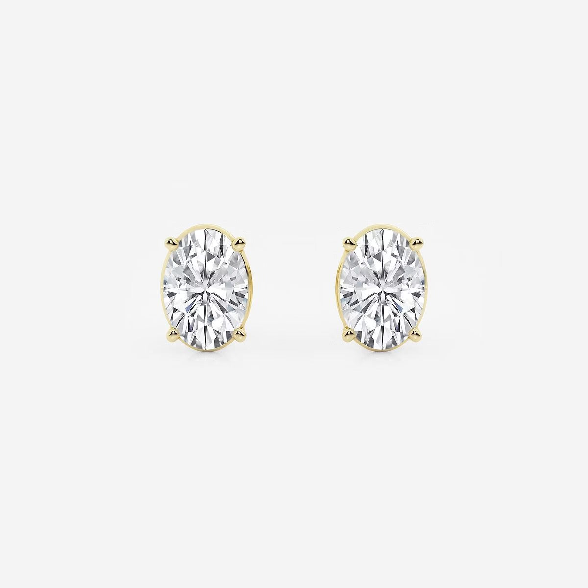 3.00 Ct Oval Solitaire Four Prong Stud Earrings