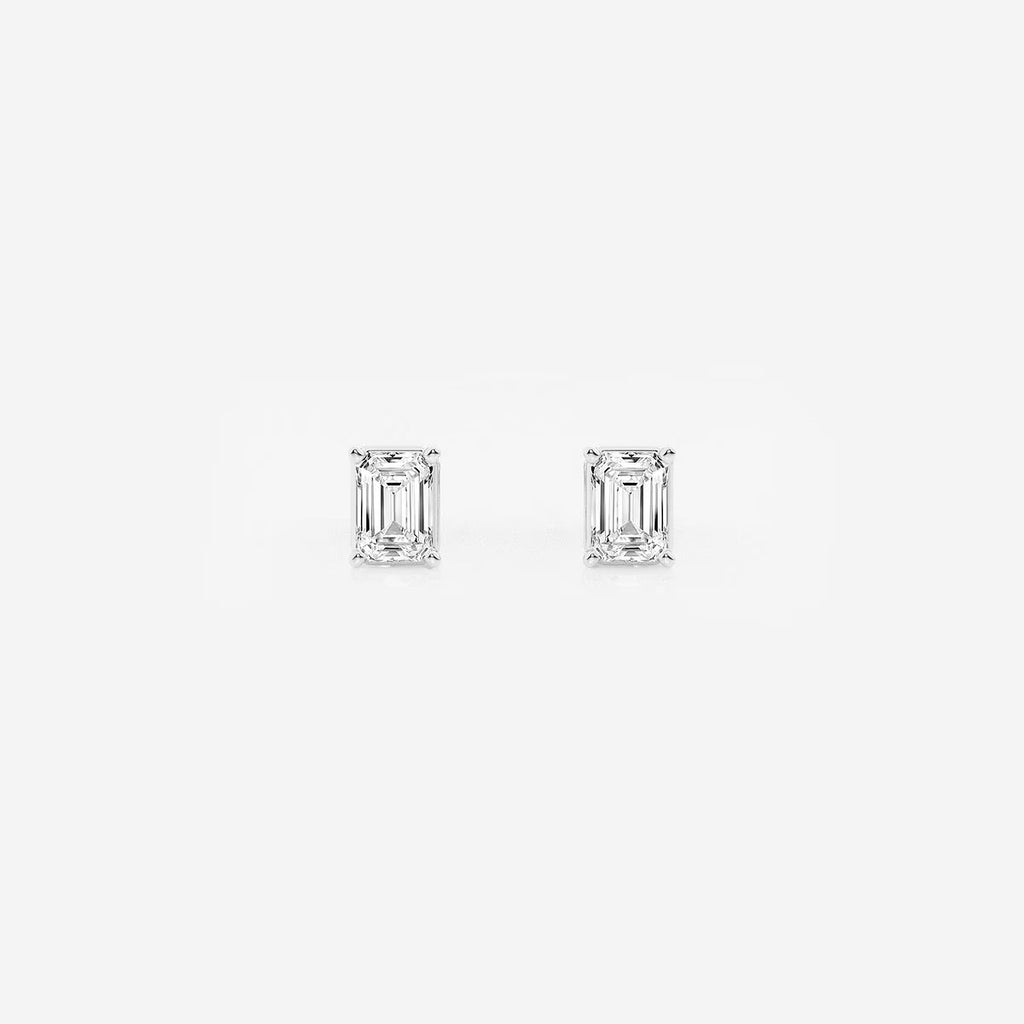 0.50 Ct Emerald Shap Near-Colorless 4-Prong Stud Earring