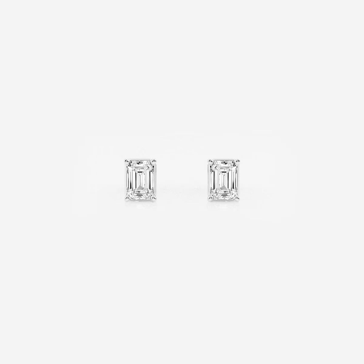 0.50 Ct Emerald Shap Near-Colorless 4-Prong Stud Earring