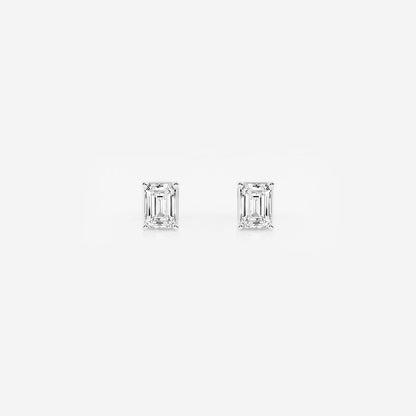 0.50 Ct Emerald Shap Near-Colorless 4-Prong Stud Earring