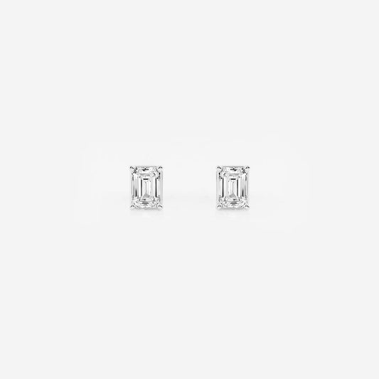 0.50 Ct Emerald Shap Near-Colorless 4-Prong Stud Earring