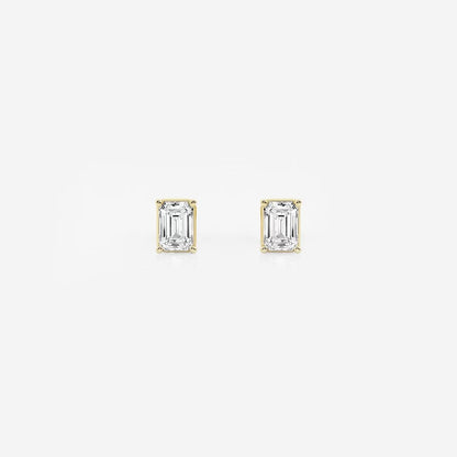 0.50 Ct Emerald Shap Near-Colorless 4-Prong Stud Earring